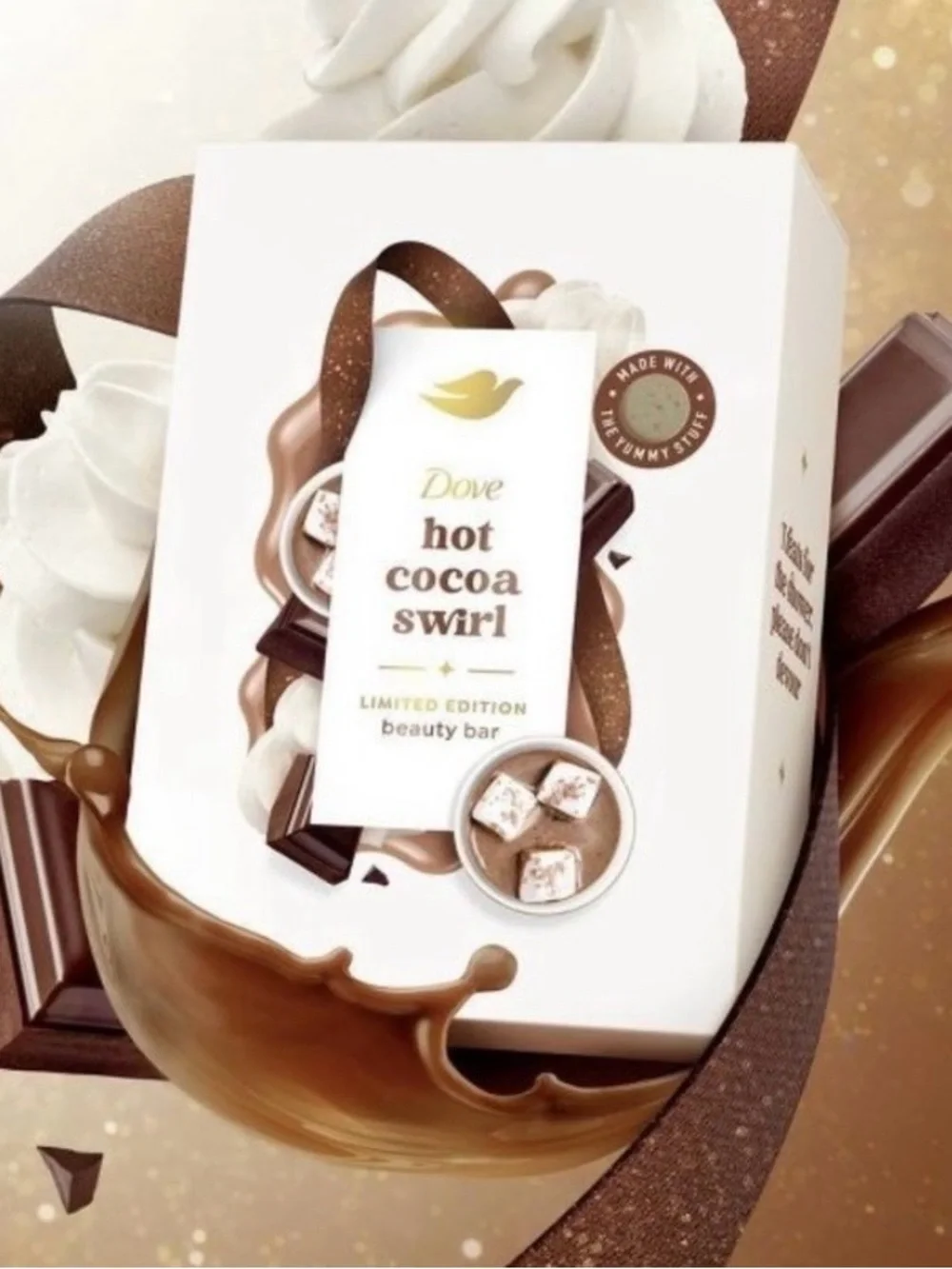 Dove HOT COCOA SWIRL Limited Edition Beauty Bar Soap ~ 4 Bars New / Sealed